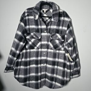 Terra & Sky Women's Plus Size Brushed Plaid Button Down Shacket, 1X